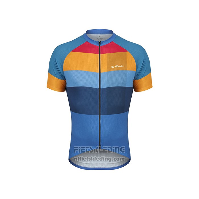 2021 Fietskleding de Marchi Geel Blauw Korte Mouwen en Koersbroek